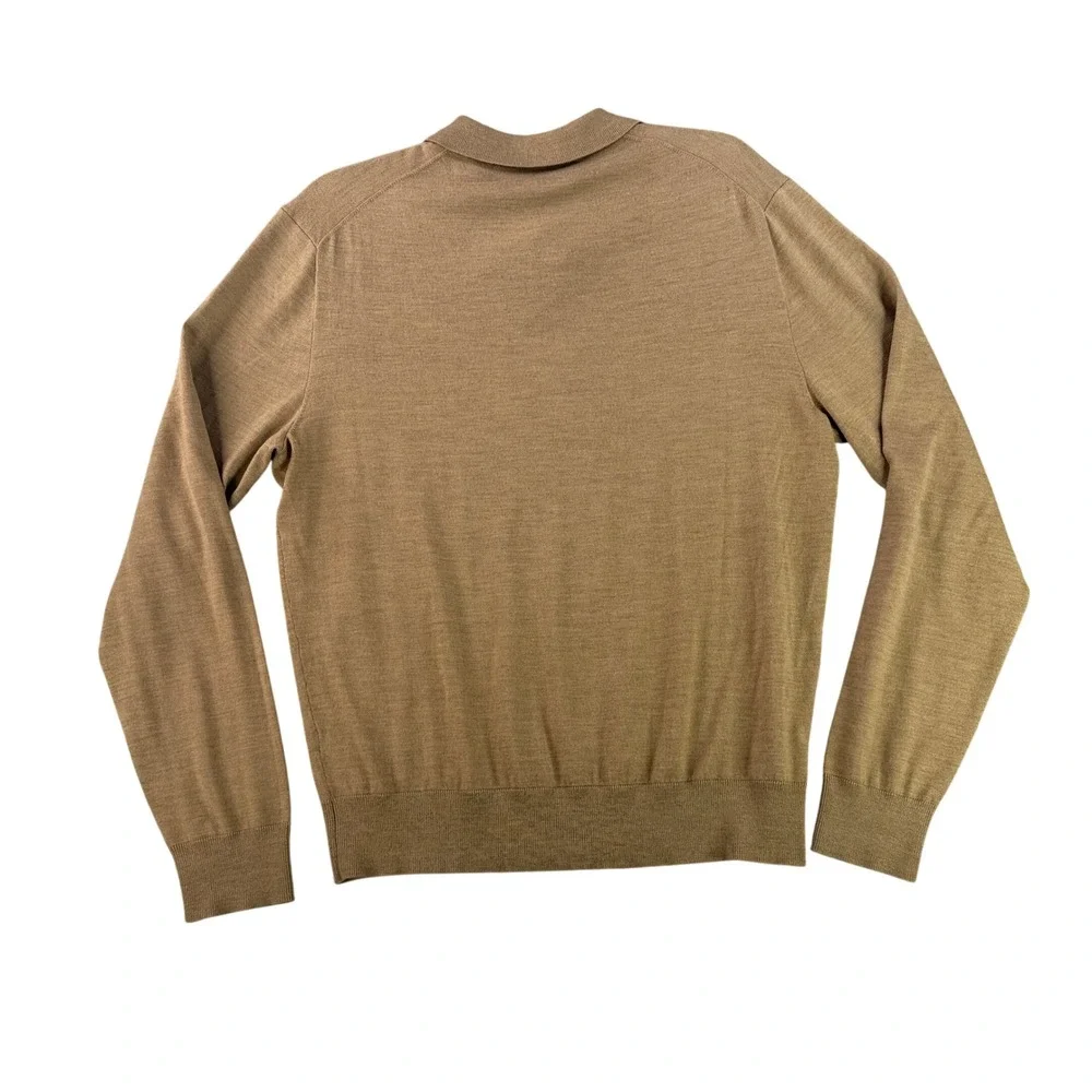 Polo Ralph Lauren Sweater Large Mens Tan Merino Wool Silk Cashmere Knit Polo